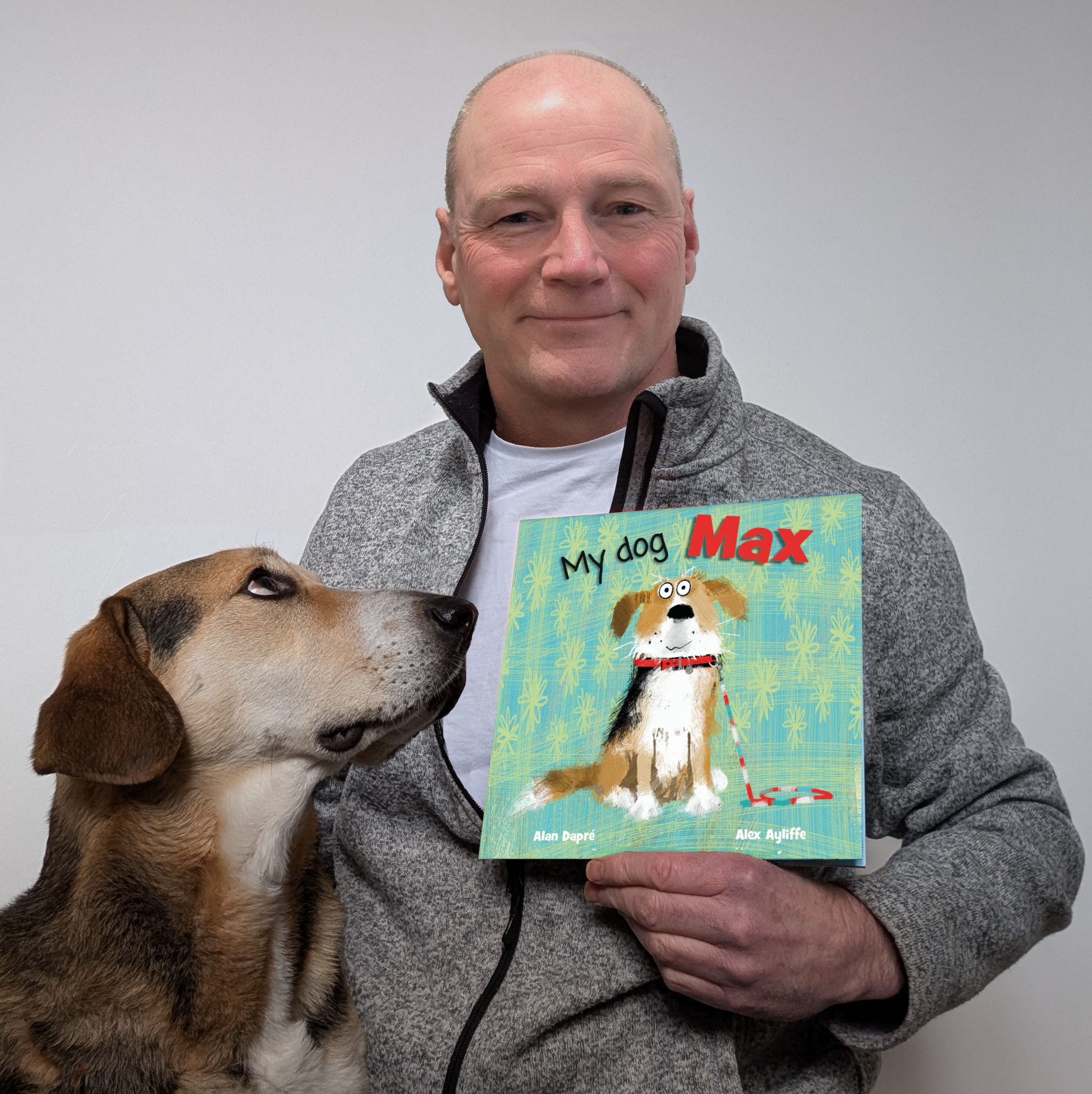 Alan Dapre author with Max and his My dog Max picture book